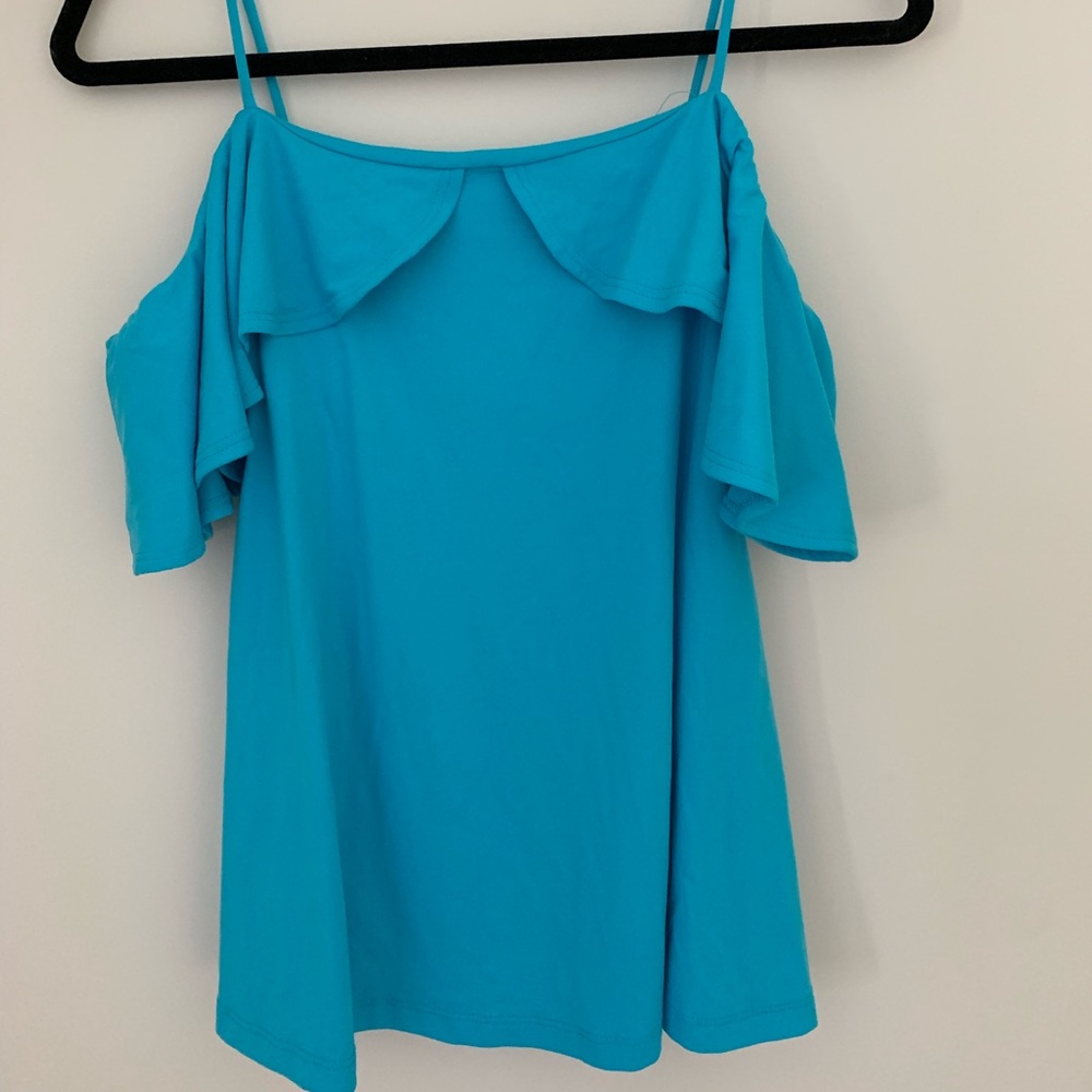 Susana Monaco blue, off the shoulder top